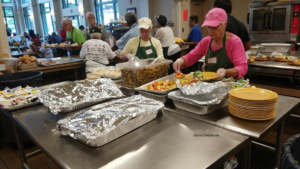 ladies serving food