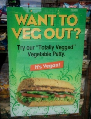 Subway sign advertising vegan patty